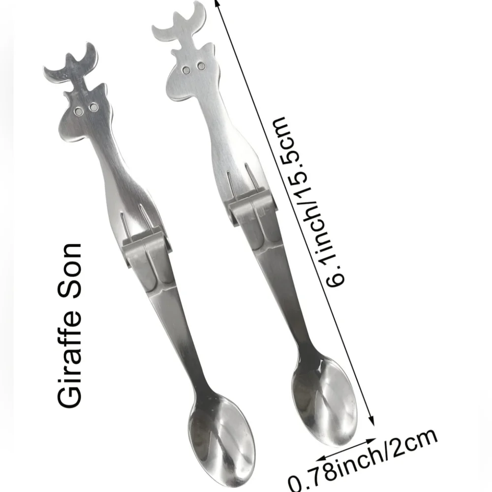 Dad & Son Giraffe Spoons - Silver